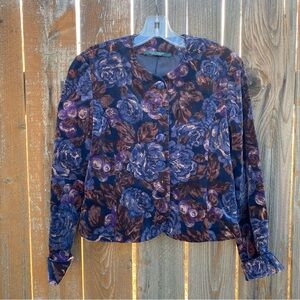 Laura Ashley Muted Floral Velveteen Jacket